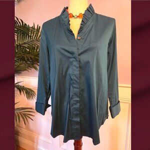 Chico’s Poplin Ruffle-neck Tunic Blouse